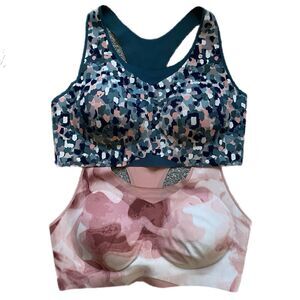 Soma Lot of 2 Sports Bra XL Bliss Breathe Racerback Pink Gray Seamless